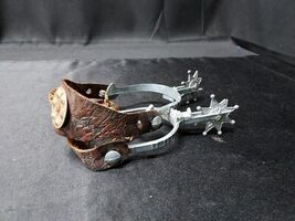 Pair of Old Western Cowboy Spurs Child's Toy Set 1950s 1960s Metal Leather  - $19.20