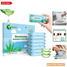Moisturizing Aloe Vera Flushable Wipes - 48 Pack for Sensitive Skin On-t... - $21.73