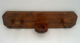 Primitive style  vintage handmade wood wall peg with candle holder center - $19.75