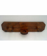 Primitive style  vintage handmade wood wall peg with candle holder center - $27.16 CAD