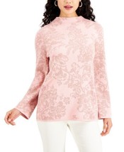 MSRP $70 Jm Collection Printed Funnel-Neck Sweater Pink Size XS - £23.69 GBP