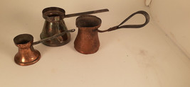 Vintage BrassTurkish Coffee Pots, Lot of Three, Handmade - $22.10