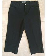 Not your Daughter Crop Jeans Black Wash NYDJ Cropped Zipper Accents Size 12 - £15.12 GBP