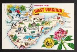 Greetings from West Virginia Large Letter State Map Tichnor UNP Postcard c1960s - $5.99