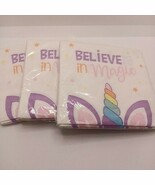 3 pks MAGIC UNICORN LUNCH NAPKINS (16) ~ Birthday Party Supplies Serviettes - $229.03 MXN