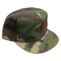 VTG Fleece Camo Hunting Hat Cap Ear Flap Cold Weather USA Medium Green Winter - £16.96 GBP