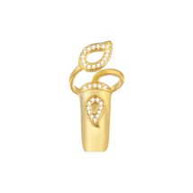 Nail Art Nail Cover Bridal Rhinestone Opening Ring Flower Finger Nail Ring Cryst - £9.01 GBP