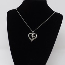 Silver Heart Cross CZ Necklace - New - £8.99 GBP