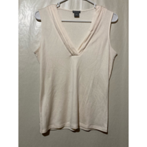 Ann Taylor Womens Blouse Ivory Sleeveless V Neck Silk Blend M - £11.46 GBP