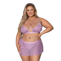 Magic Silk Girl Next Door Bralette With Skirt Lilac Queen Size - £44.95 GBP