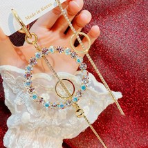 Etric circle crystal drop earrings for women girls long rhinestone tassel jewelry gifts thumb200