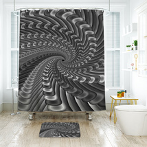 Grey Line Stripes Shower Curtain Bath Mat Bathroom Waterproof Decorative - £17.95 GBP+