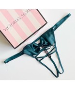Victoria’s Secret Very Sexy V-string Bow Lace Up Crotchless Panty Teal G... - £15.49 GBP