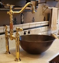 14&quot;  Rustic Round Hand Hammered Copper Vessel Vanity Sink - £117.64 GBP