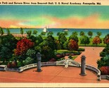 Fumo Park Severn Fiume Da Bancroft Hall Annapolis Md Lino Cartolina B6 - $3.03