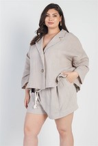 Women&#39;s Plus Size Grey Collared Neck Blazer Short Set (2XL) - £43.80 GBP