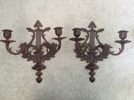 Pair of Wall Scones Candle holder  brass metal bronze - $195.00