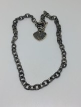 Vintage Sterling Silver 925 Heart Toggle Chain Link Necklace 18&quot; - £101.98 GBP
