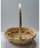 Carry Basket Large 8&quot; Handle Drop Blonde Natural 9x11&quot; Woven Weave - £13.14 GBP