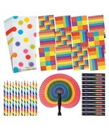 Rainbow Party Favors - Rainbow Dot Goody Bags, Glitter Notepads, Paper F... - £14.09 GBP