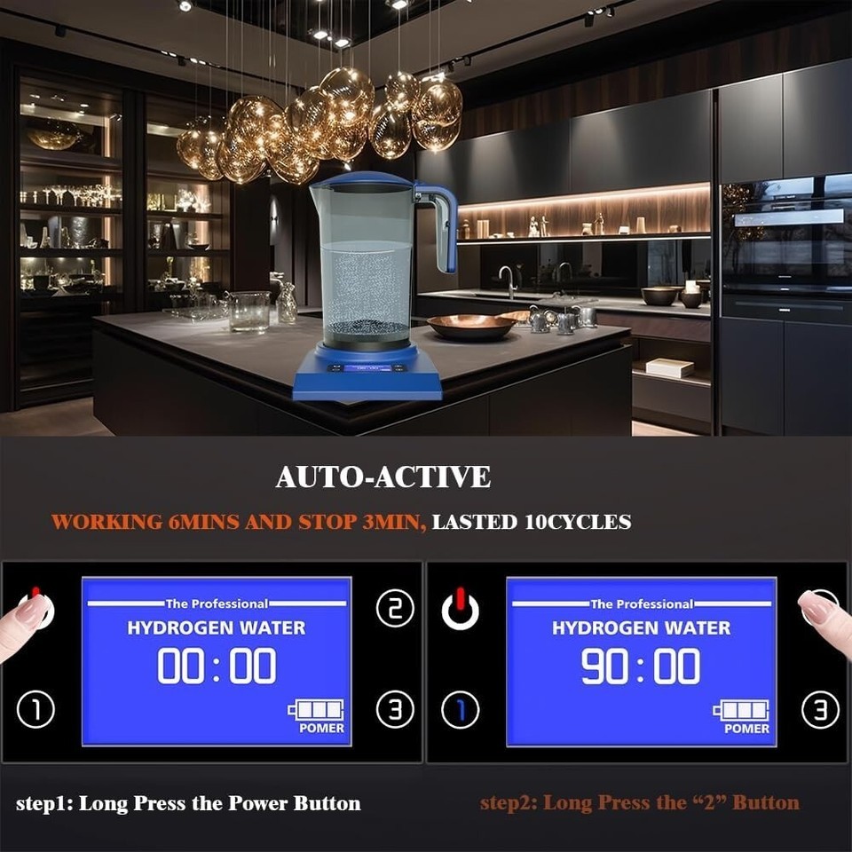 Portable Hydrogen Alkaline Water Pitcher with Automatic Activation & Modes Item image 7