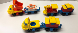 Fisher Price Flip Track Rail &amp; Road Train &amp; Truck Set of 6 Vehicles - £15.48 GBP