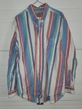 Large Britches Oxford Large Multicolor Stripe Button DOwn Shirt Long Sleeve Men - £13.57 GBP