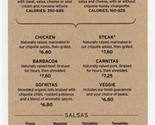 Chipotle Mexican Grill Menu and Nutrition Guide  - £10.90 GBP