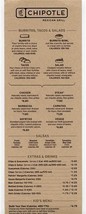 Chipotle Mexican Grill Menu and Nutrition Guide  - £10.89 GBP