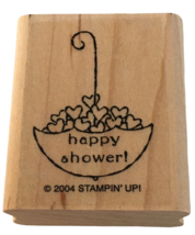 Stampin Up Rubber Stamp Happy Shower Hearts Umbrella Spring Rain Card Making Art - £3.13 GBP