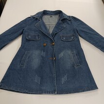 Women's Blue Denim Jacket Coat Pockets Size XL  image 12