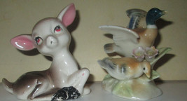 Lenwile Ardalt Artware  Porcelain Duck Hand Made In JAPAN &amp; Baby deer Fawn - £12.69 GBP