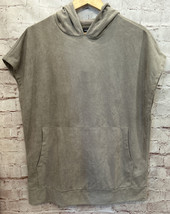 Forever 21 Hoodie Pullover Mens M Faux Suede Hooded Sweatshirt Sleeveless Gray - £25.41 GBP