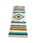 Vintage Southwestern Oaxaca Runner Rug 24&quot;x63&quot; Aztec Design Turquoise Wo... - $74.79