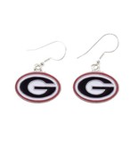Georgia Bulldogs Iridescent Red White Silver Charm French Hook Earring J... - $24.30 CAD