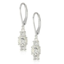 1.50CT Moissanite Three Stone Drop Dangle Leverback Earrings Sterling Silver - £78.65 GBP