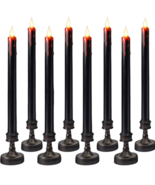 Pack of 8 YUNVI Black Halloween Flamless Bleeding Taper Candle Stick Fli... - $32.46 CAD