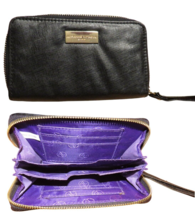 Adrienne Vittadini Black Zip Wallet Wristlet - £7.83 GBP