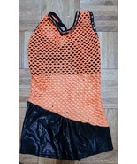 Black shorts with orange mesh top with rhinestones Dance Costume Adult  ... - $13.34 CAD