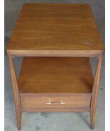 MID CENTURY Solid Wood Walnut Finish Dual Level End Table - VGC - BEAUTIFUL - $398.31 CAD