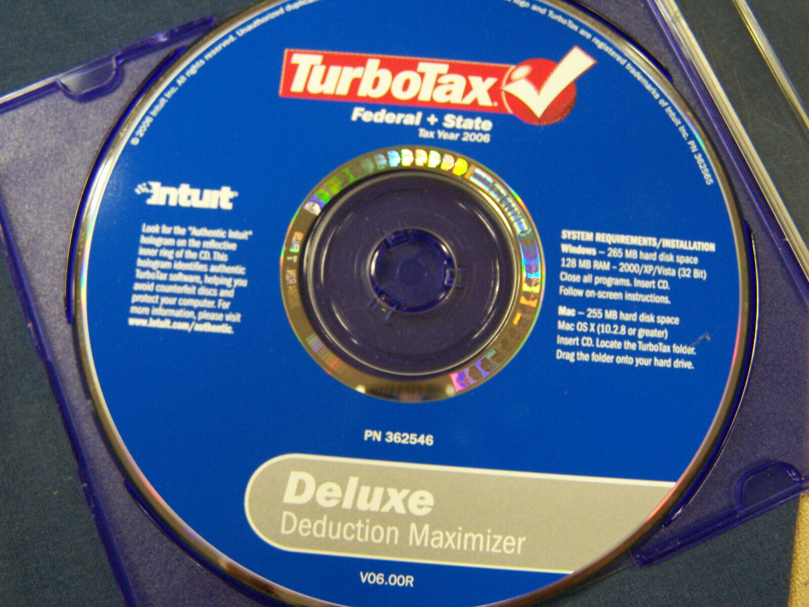 Turbotax tax year 2006 federal and state deluxe Intuit 362546 - $14.84