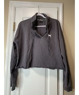 Victoria Secret Pink Gray Crop Long Sleeve Sweatshirt Large - $14.95