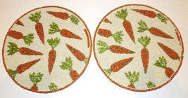 NEW PAIR OF ISAAC MIZRAHI BEADED EASTER CARROTS SPRING 15&quot; PLACEMATS/CHA... - £40.72 GBP