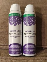 2 Pack Schmidt&#39;s Natural Deodorant Spray Lavender &amp; Sage 3.2oz - £14.13 GBP