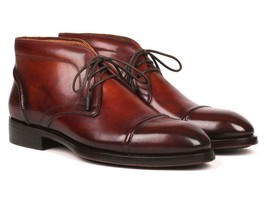 Paul Parkman Mens Shoes Boots Brown Chukka Cap Toe Leather Handmade 144BRW68 - £546.90 GBP