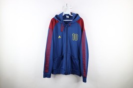 Adidas Mens XL Lionel Messi FC Barcelona Soccer Football Full Zip Hoodie Blue - £47.73 GBP