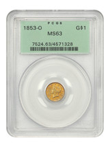 1853-O G$1 PCGS MS63 (OGH) - $1,909.69