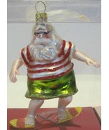 NEW Hawaiian Surfer Santa Claus Glass Christmas Tree Ornament  Catch a Wave - £15.62 GBP