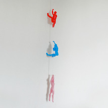 Set of 3 Colorful Polygonal Climbing Wall Sculptures Red, Blue, and Pink Figures - $45.00