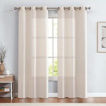 Crude Jinchan Linen Textured Curtains For Living Room Beige Grommet Top Window - £40.72 GBP
